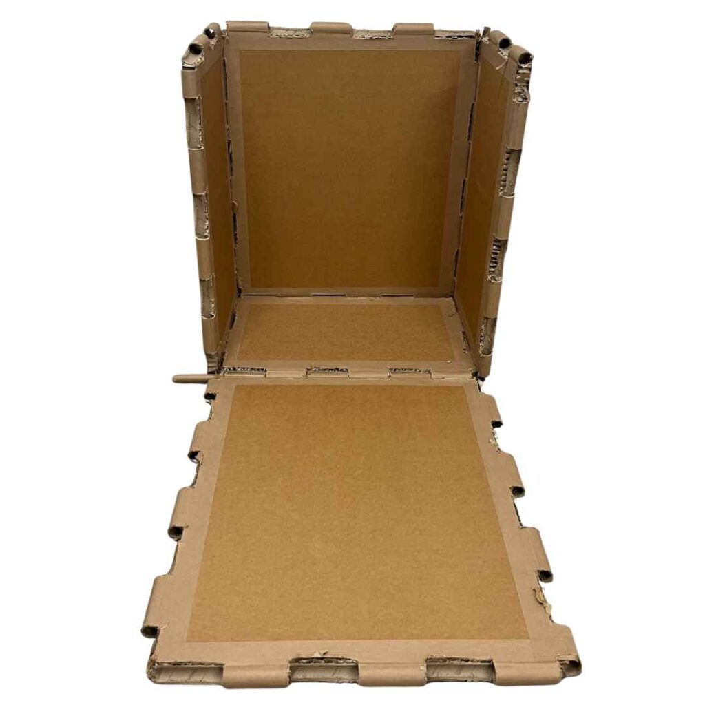 Custom packaging freight crate with removable sides shown open for flexible packing and access