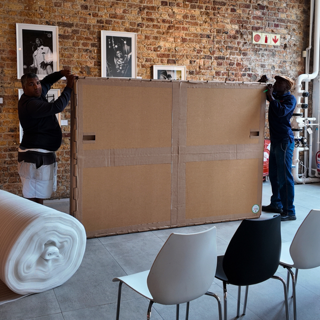 Large custom honeycomb packaging crate for oversized artwork and fragile pieces
