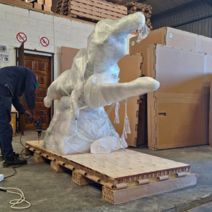 Industrial machinery protected with custom export packaging