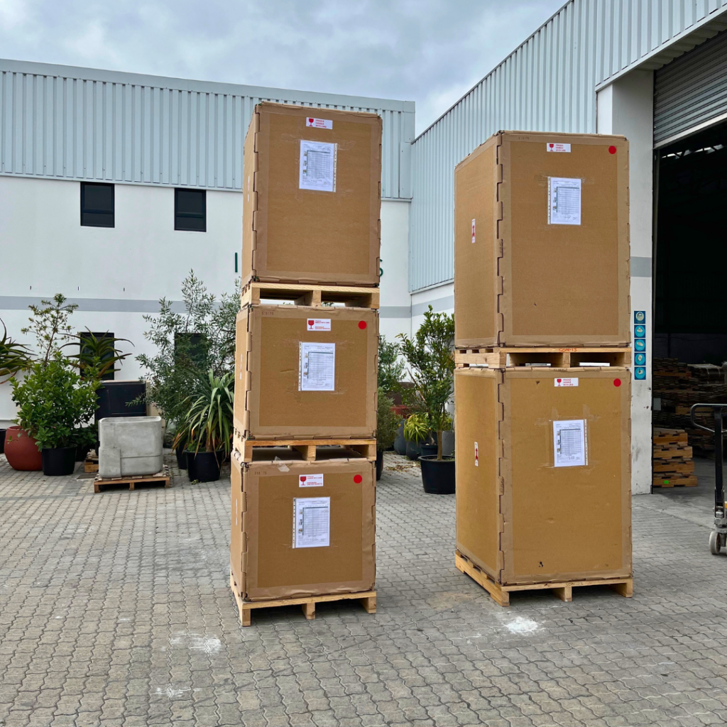 Fragile heavy planters individually packed for export