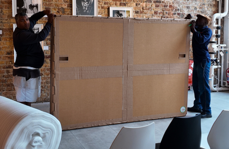 Large custom honeycomb packaging crate for oversized artwork and fragile pieces