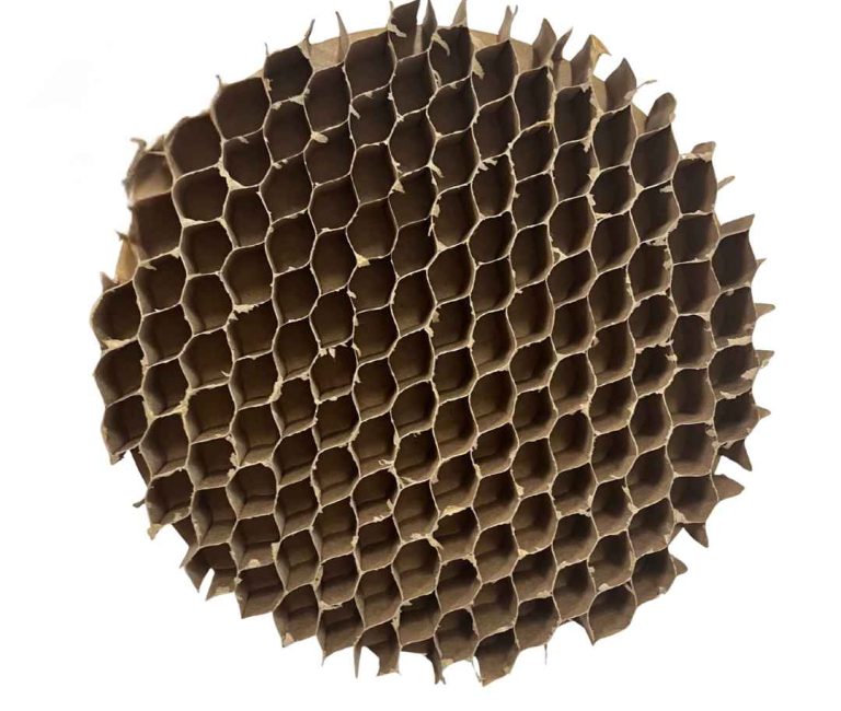 Expanded honeycomb paper core showing the cellular paper structure